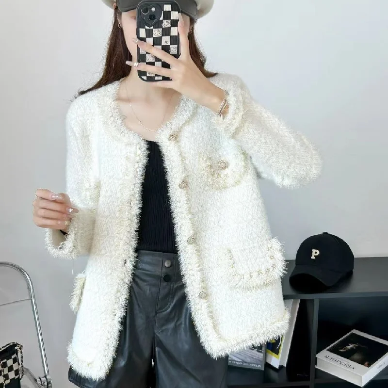 NiDELL New Imitation Mink Classic Style Knitted Sweater Coat Women's Design Sense Niche Temperament Socialite High Sense Top Fashion