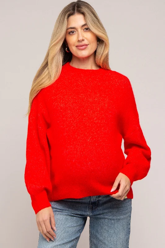 Red Bubble Sleeve Maternity Sweater