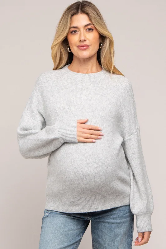 Silver Bubble Sleeve Maternity Sweater