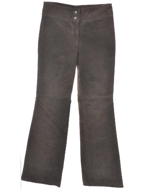 Suede Dark Brown Tapered Trousers - W31 L32