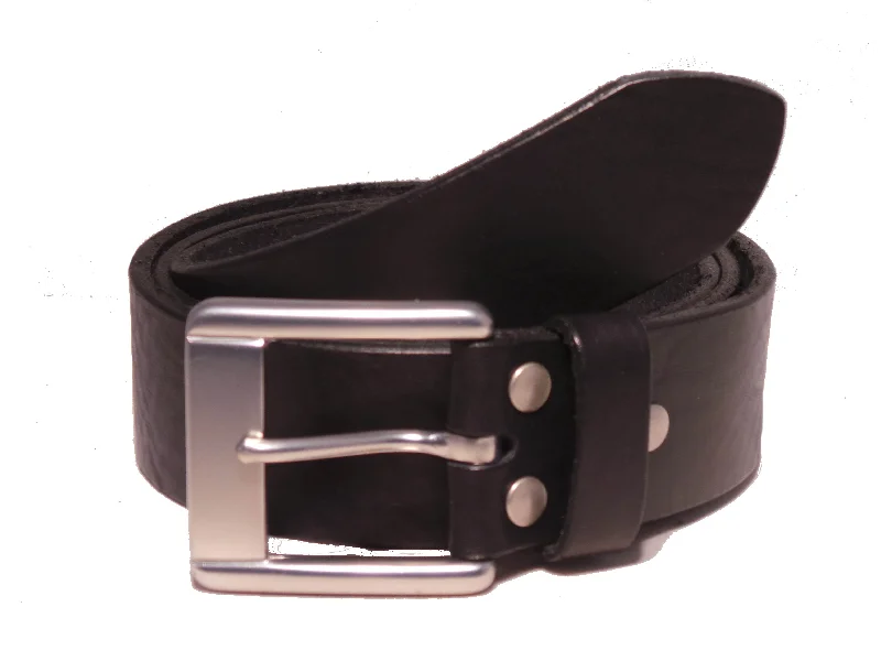 Black 1.5 Inch (38mm) Leather Trouser Belt