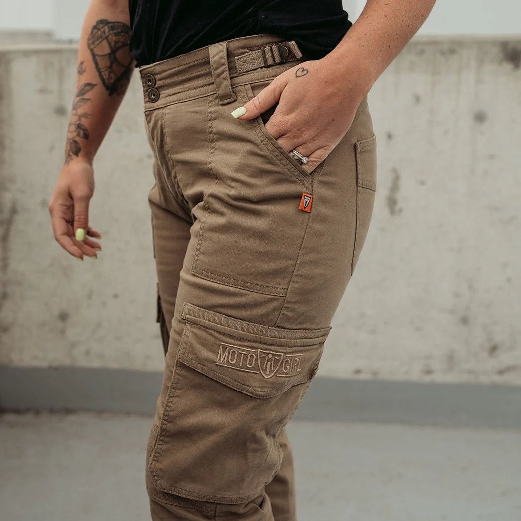 MotoGirl Lara Cargo trousers in Beige