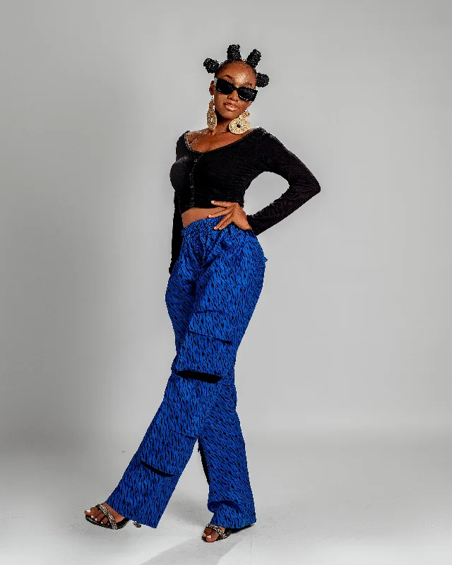 Jummy Ankara Cargo Trouser | Blue Print