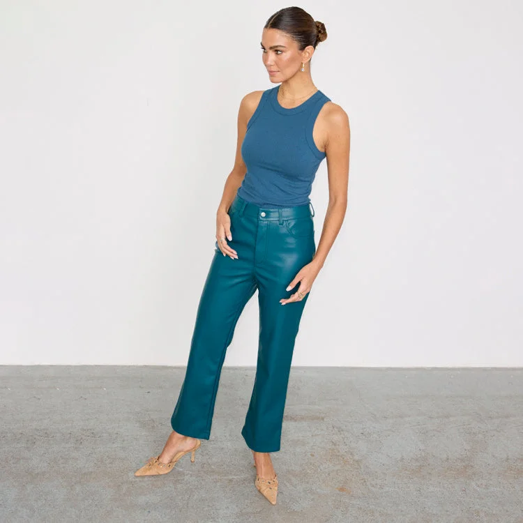 Teal Vegan Leather Trousers