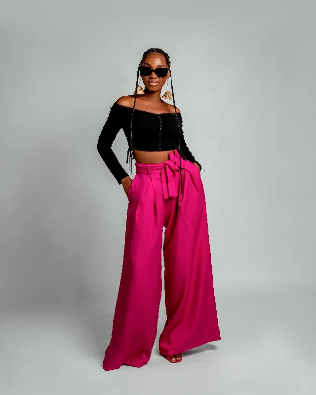 Tara High waisted Trouser | Pink African Print