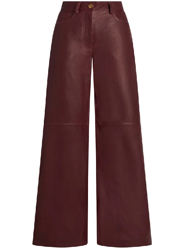 wide-leg leather trousers in boardeuax-red