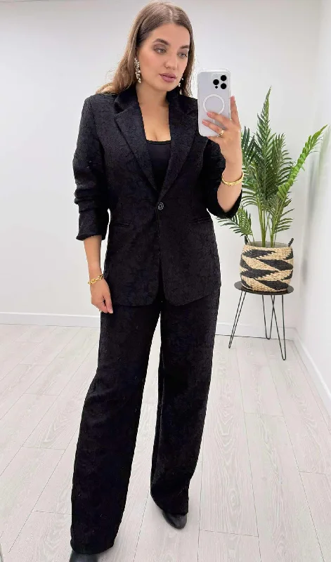 ZOE LACE TROUSER SUIT BLACK