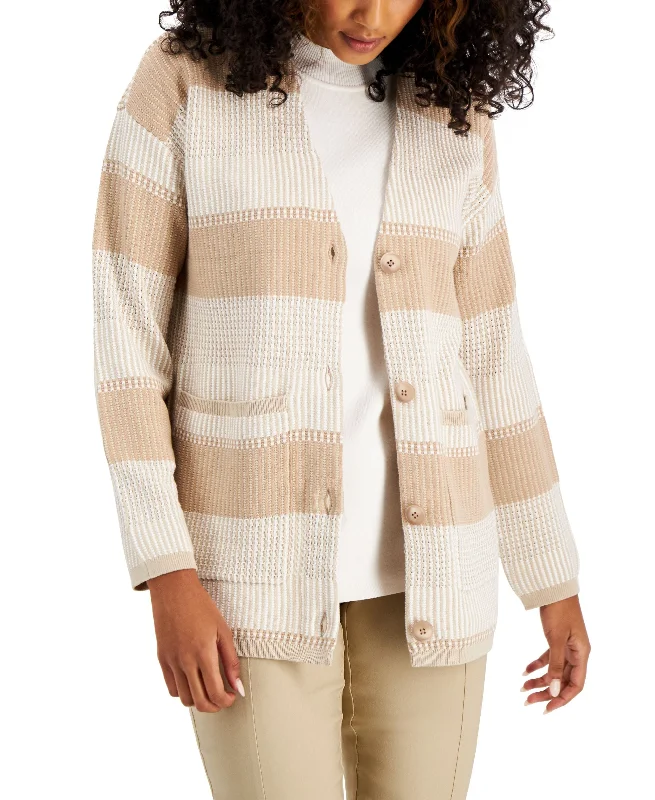 Alfani Striped Button Front Cardigan