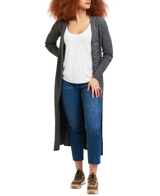 Black Tape Ribbed Button Front Cardigan