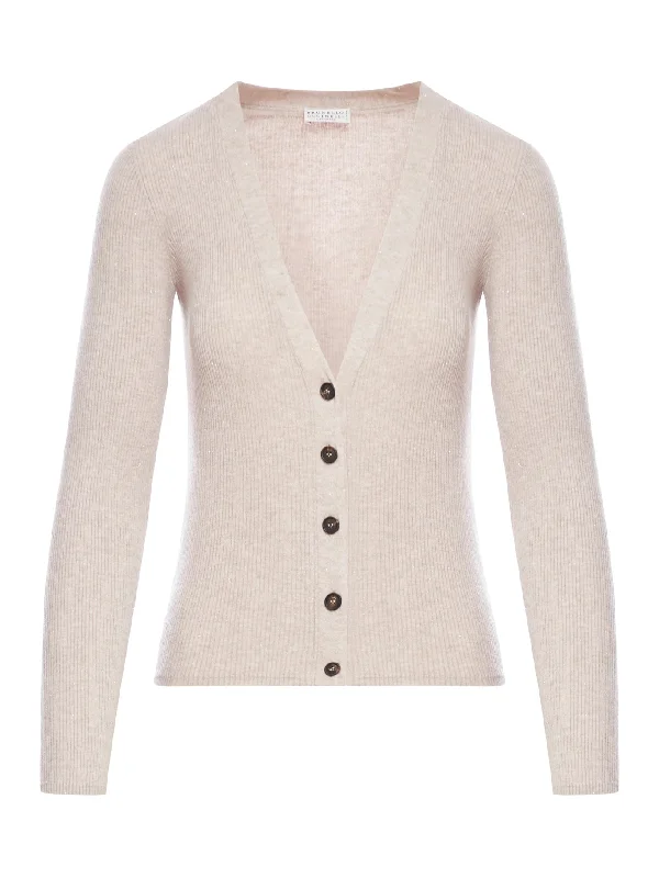 Sparkling ribbed cashmere cardigan