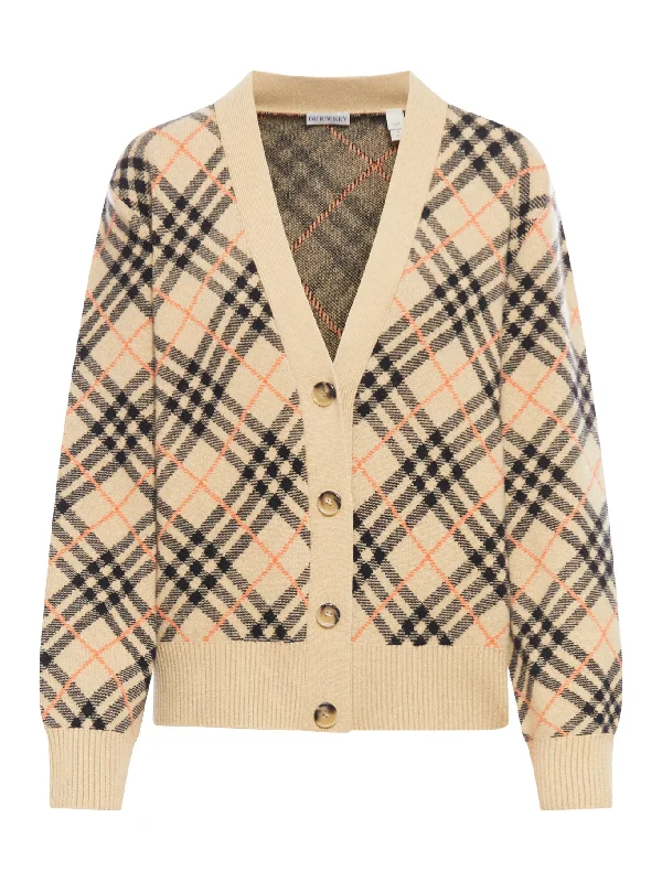 Cashmere Check Cardigan