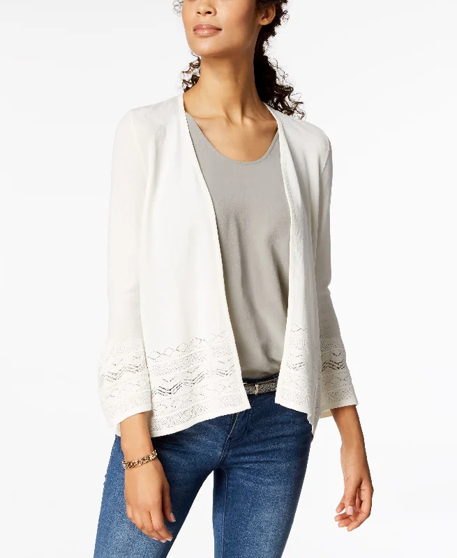 Charter Club 3/4 Sleeve Pointelle Knit Cardigan