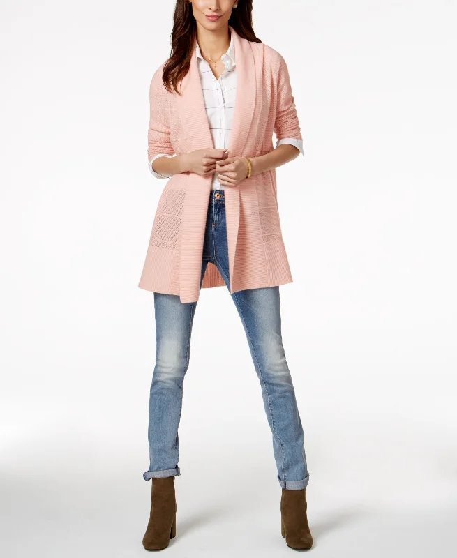 Charter Club Cashmere Textured Open Front Cardigan