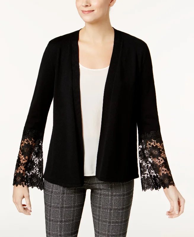 Charter Club Lace Contrast Open Front Cardigan