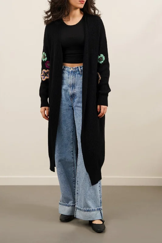 FLORA-EMBROIDERED LONG CARDIGAN