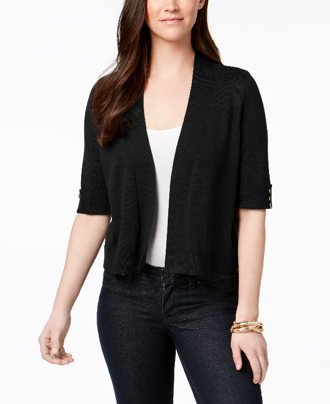 JM Collection Cropped Button Detail Cardigan