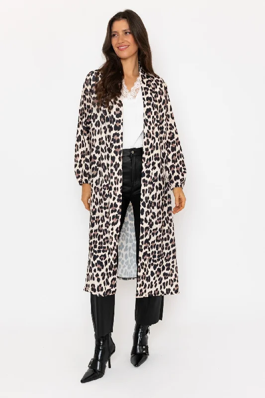 Long Leopard Print Cover Up Cardigan