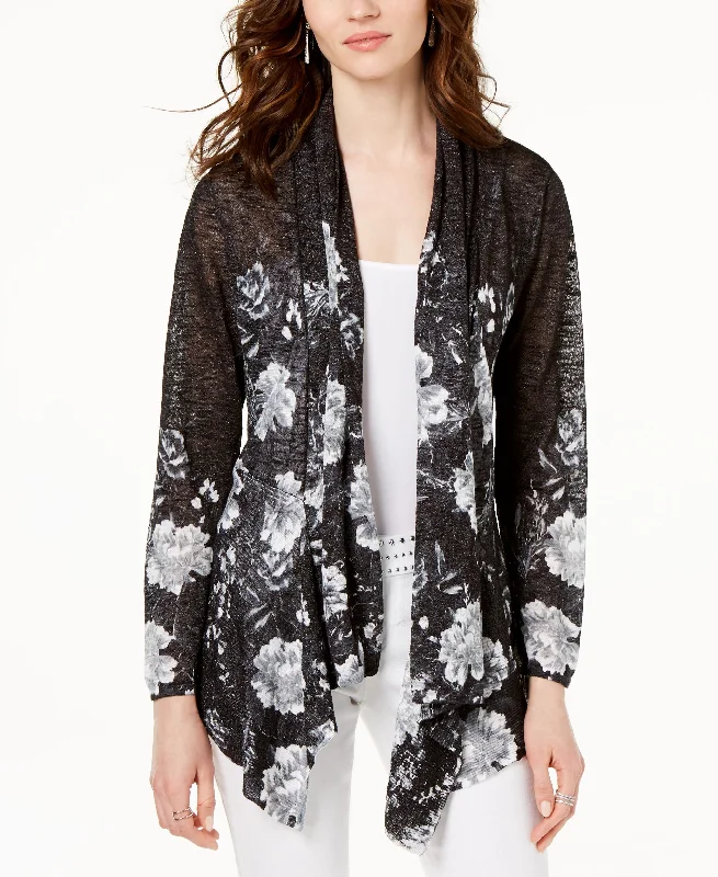 Printed Draped Cardigan