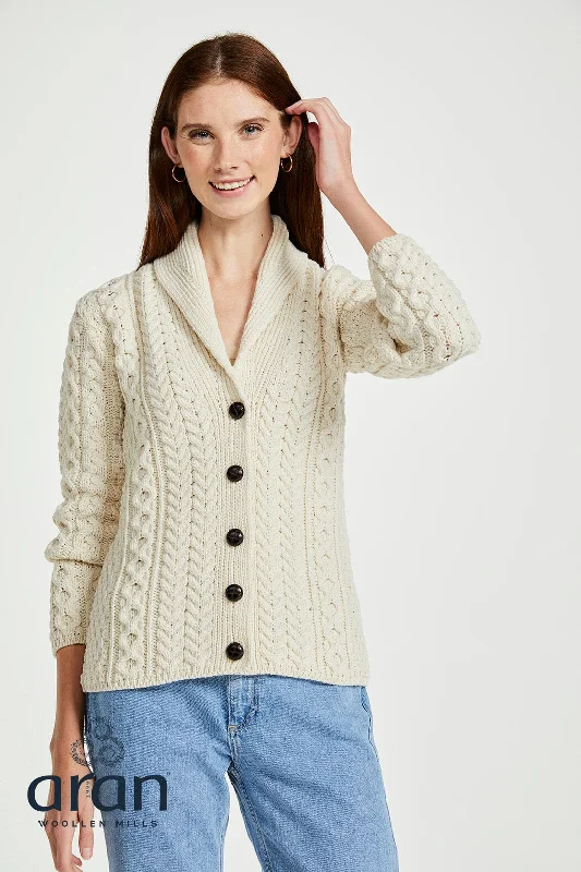 Shawl Collar Cream Aran Cardigan